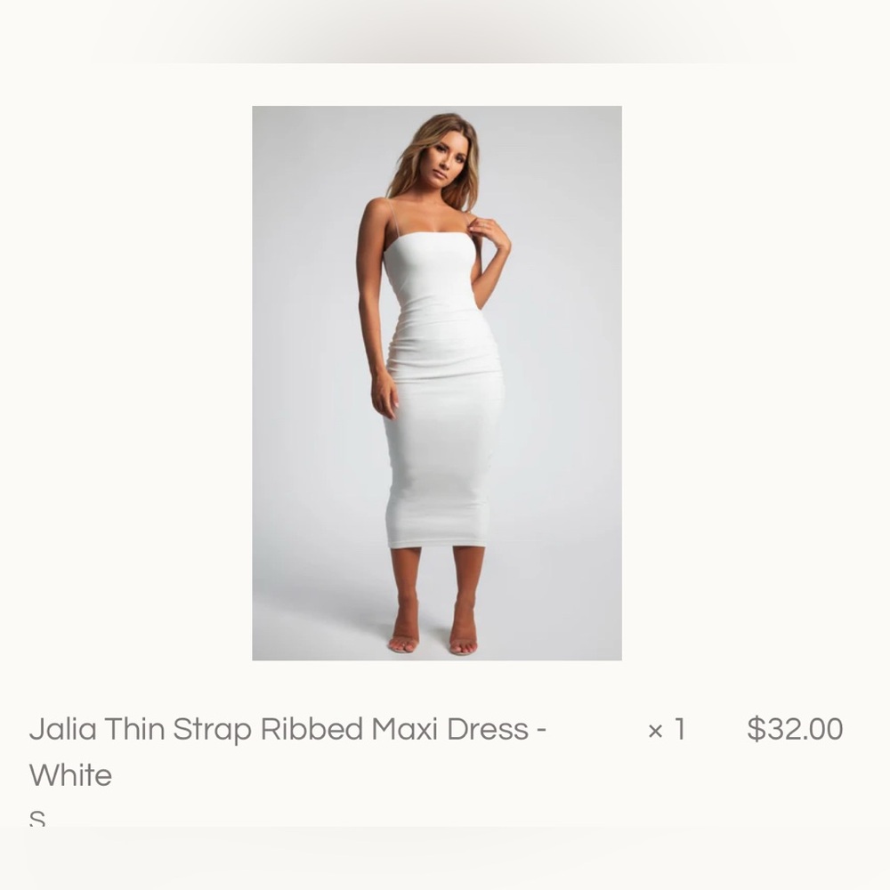 Meshki Jalia ribbed maxi dress, white, size small.